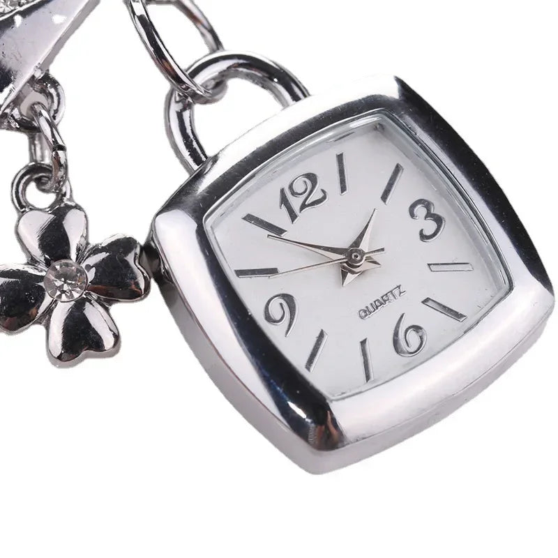 Women's Watch with Rhinestone Letters Rhinestone Bracelet and Pendant