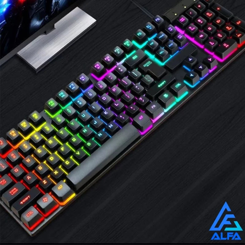 Teclado Gamer Semi-mecânico RGB LED Retro iluminado