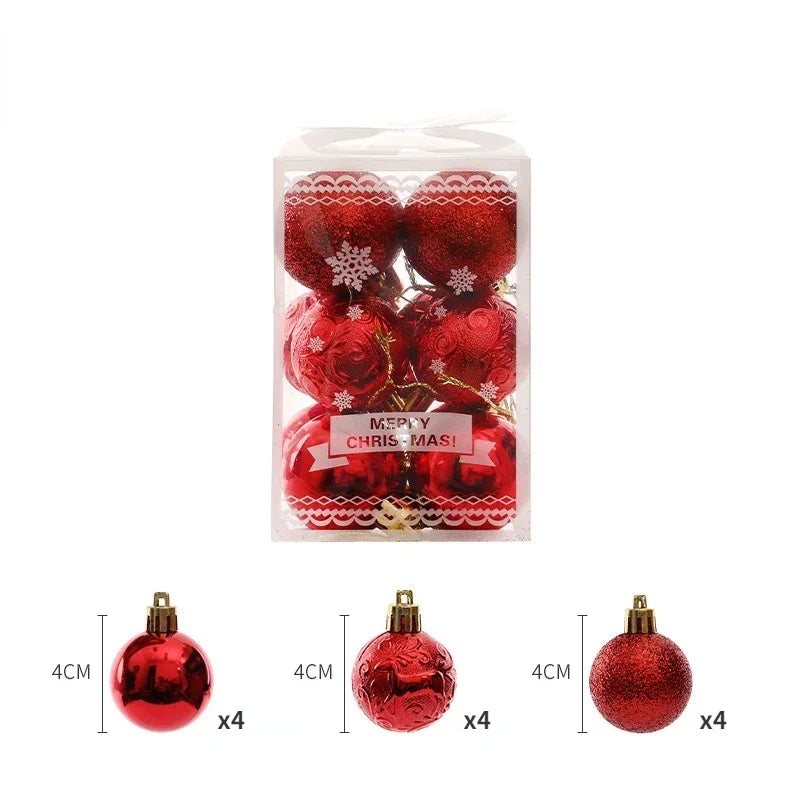 Caixa com 12 bolas para decoração de árvore de natal