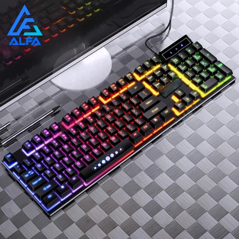 Teclado Gamer Semi-mecânico RGB LED Retro iluminado